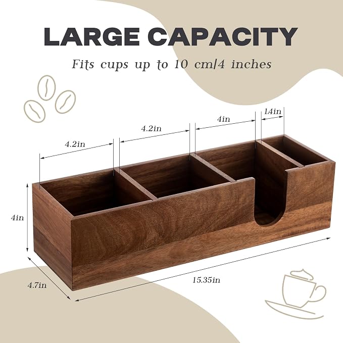 Novabright Acacia Wood Coffee Cup Holder - Image 2
