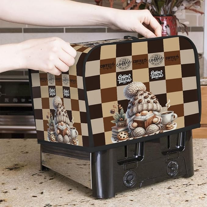 Dwarf Coffee Bean Cookies Toaster Cover 4 Slice Wide Slot Washable Appliance - Image 7