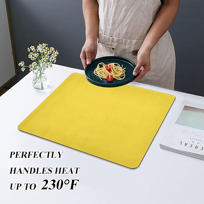 Sunny Yellow Dish Drying Mat for Kitchen Counter No-slip Rubber Bottom Coffee - Image 5