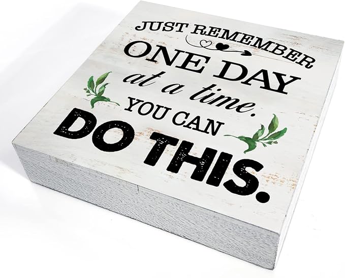 Just Remember One Day at a Time Wood Box Sign Home Decor Rustic Inspirational - Image 3