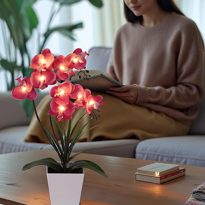 HOMESEASONS Orchid Lamp-LED Lighted Orchid Arrangements, Pre Lit Artificial - Image 4
