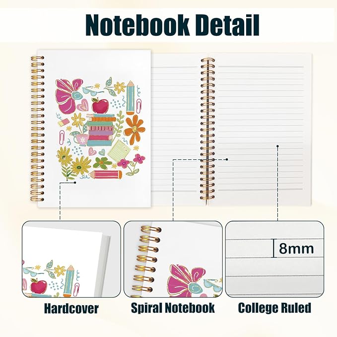 kunlisa Boho Floral Teacher Spiral Notebook Journal 5.5x8.3, Thank You - Image 2