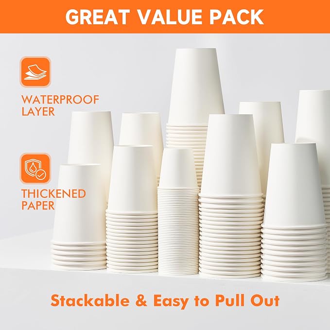METAPRINT 100 Pack 12 oz Disposable Coffee Cups - Image 6