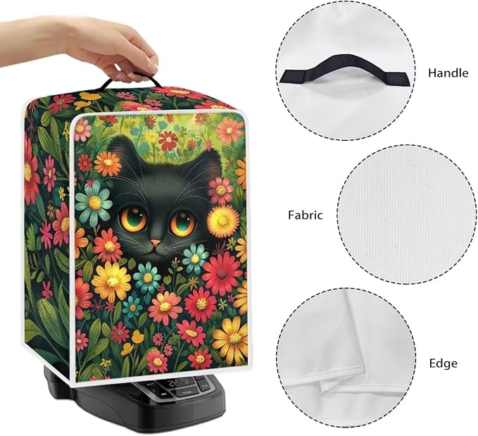 Black Cat Flowers Coffee Machine Dust Covers - Image 6