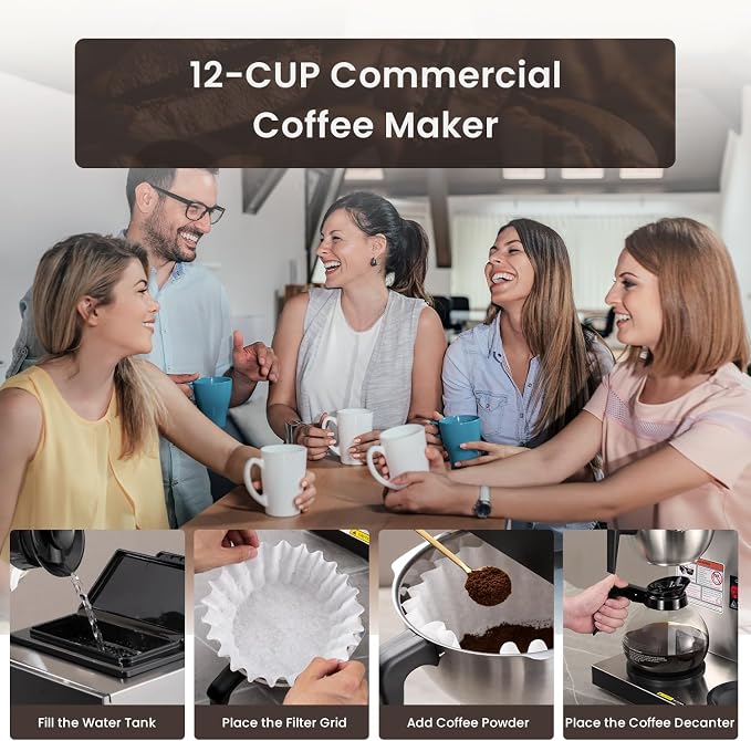 SYBO 12-Cup Commercial Coffee Maker, Pour Over Drip Coffee Maker Brewer - Image 6