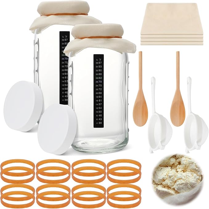 Honeydak 16 Pcs Complete Kefir Starter Kit Kombucha Fermenter Kit Gallon 64oz by Honeydak