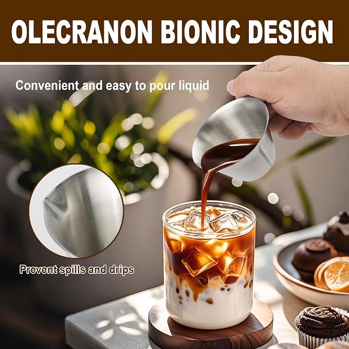 RETON 4 Pcs Espresso Measuring Cup, 3.4OZ Stainless Steel Espresso Cups - Image 5