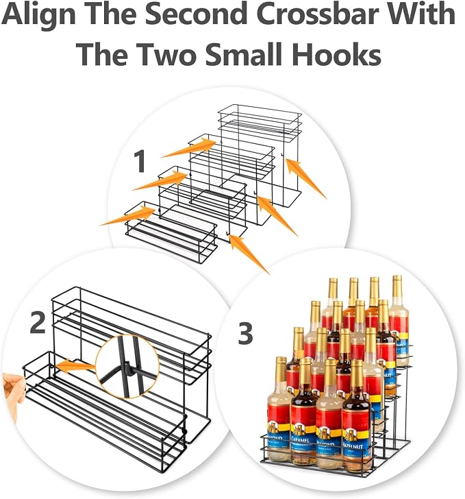kimilus 16 Bottle Capacity Coffee Syrup Organizer 4 Tier Coffee Syrup Stand - Image 3