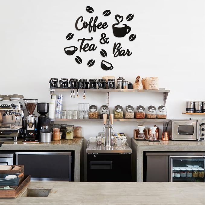 Homenthus Wood Coffee Bar Sign for Wall Decor, Farmhouse Wooden Coffee and Tea - Image 7