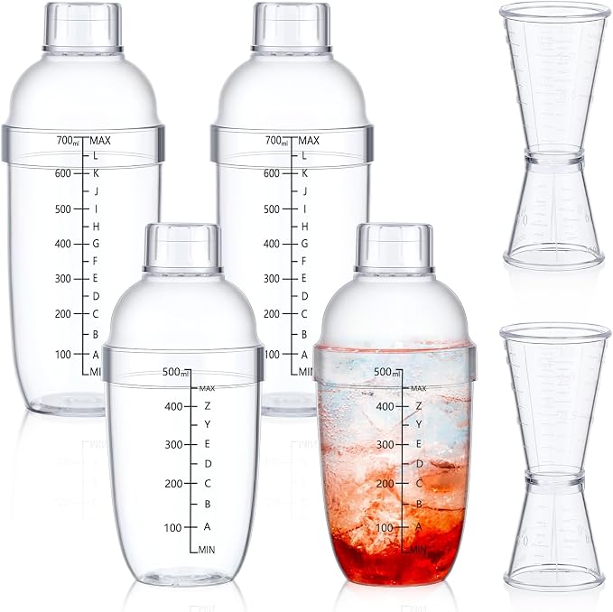Uiifan 6 Pcs Plastic Cocktail Shaker Set 4 Pcs 17 oz 24 oz Hand Drink Mixer and by Uiifan
