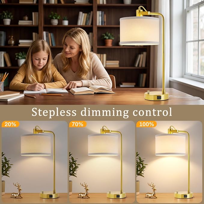 24‘’ Gold Table Lamp Set of 2 - Image 3