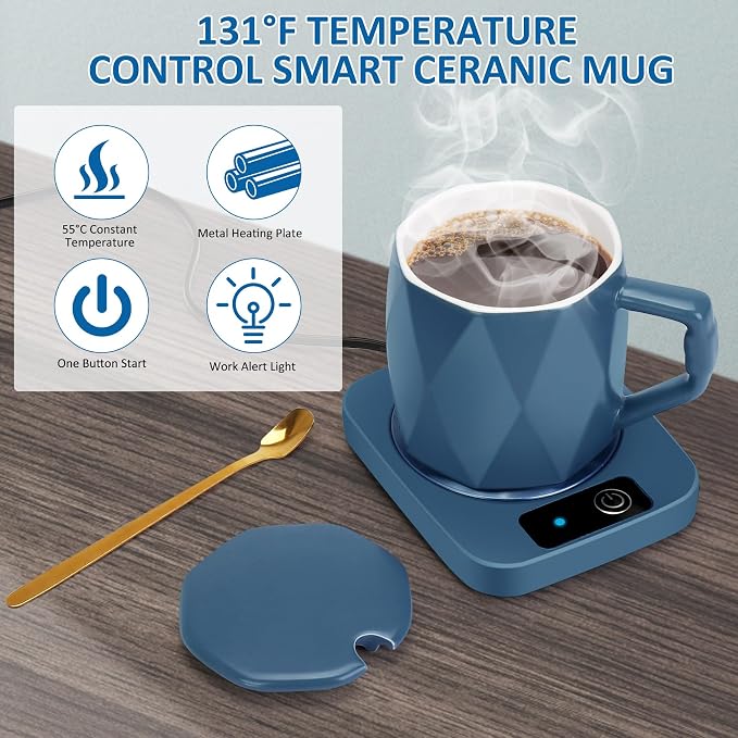 Electric Coffee Warmer with Ceramic Mug, 131 Fahrenheit Temperature Control - Image 2