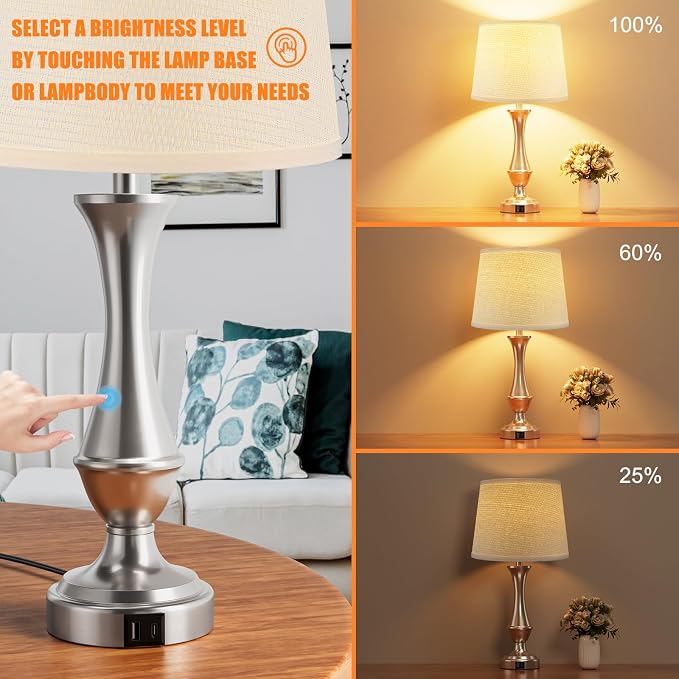 Seealle Upgraded Touch Lamps for Night Stands Set of 2 - Image 2