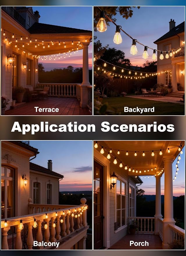 100FT Outdoor String Lights Waterproof, 36+1 Shatterproof S11 LED Bulbs - Image 8
