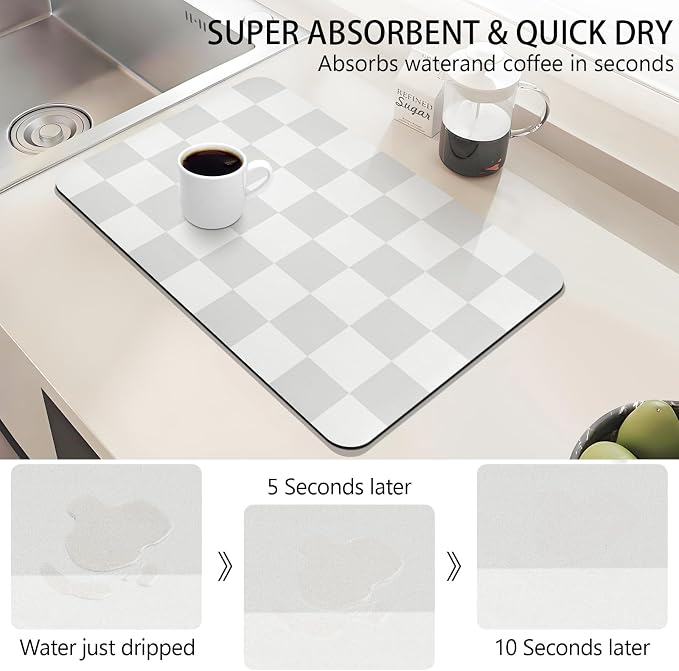 Dish Drying Mat for Kitchen Counter, Coffee Bar Mat - Image 3