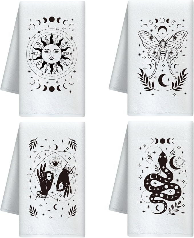 CUTHOLLOW Mystical Aesthetic Decorative Kitchen Towels Set of 4, by CUTHOLLOW