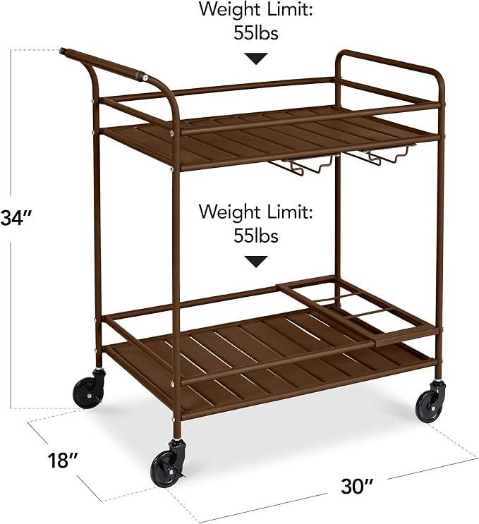 Best Choice Products Rolling Bar Cart, Mobile Home Bar Serving Cart, Serving - Image 2