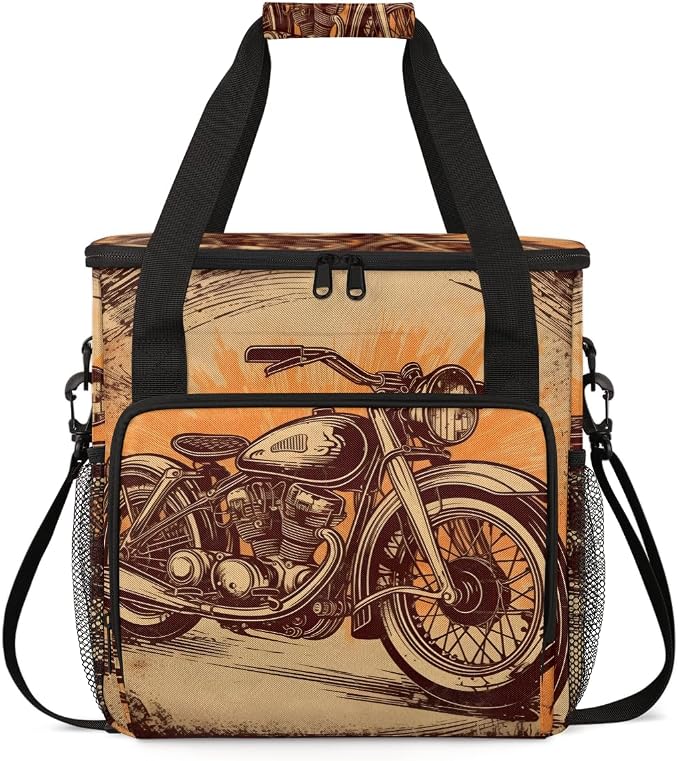 Cool Travel Coffee Maker Carrying Bag Vintage Motorcycle Large Organizer by Home