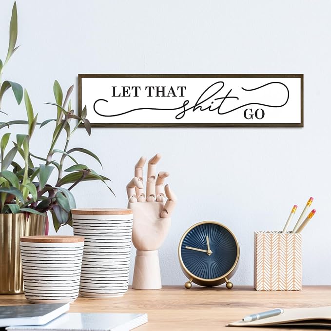 Funny Bathroom Sign – Rustic Wooden Plaque - Image 6