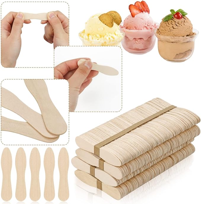 400 Pcs Small Wooden Spoons, Mini Disposable Ice Cream Tasting Spoons, 3 Inch - Image 3