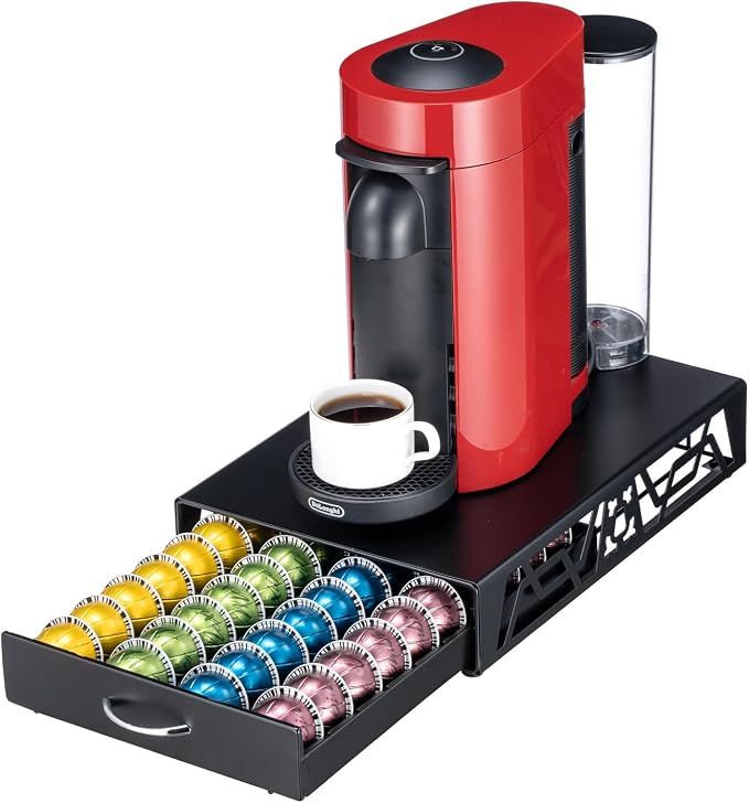 FlagShip Vertuo Pod Holder- Modern Black Metal Coffee Capsule Organizer & by FlagShip