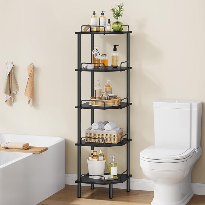 Tajsoon Corner Shelf Stand, 5 Tier Industrial Corner Shelves, Corner Shelving - Image 9