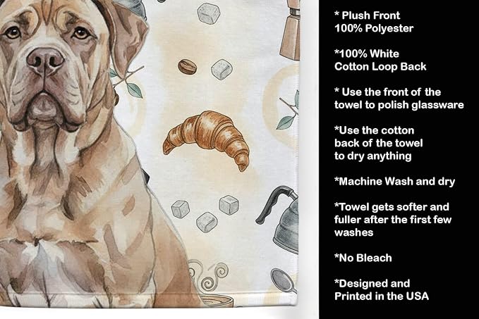 Caroline's Treasures Isabella Dogue de Bordeaux Coffee Bar Kitchen Towel Velour - Image 4