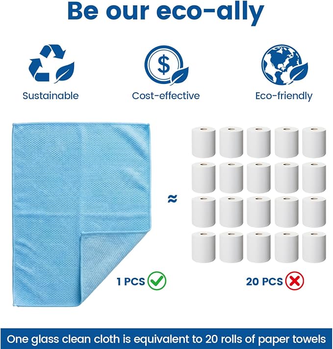 Niveaya Microfiber Glass Cleaning Cloth, Stainless Steel Windshield Shower - Image 9