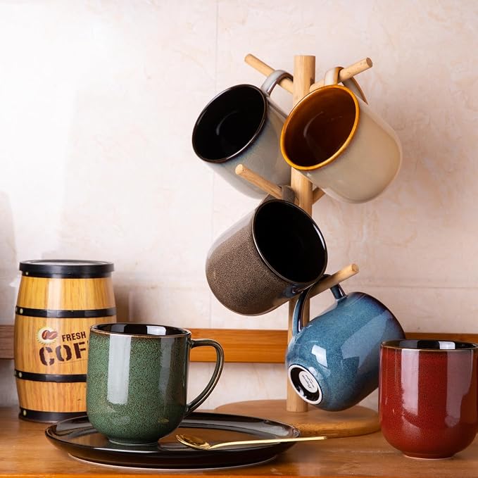 LERATIO 12OZ Ceramic Coffee Mugs Set of 6, Large Porcelain Coffee Cups - Image 5