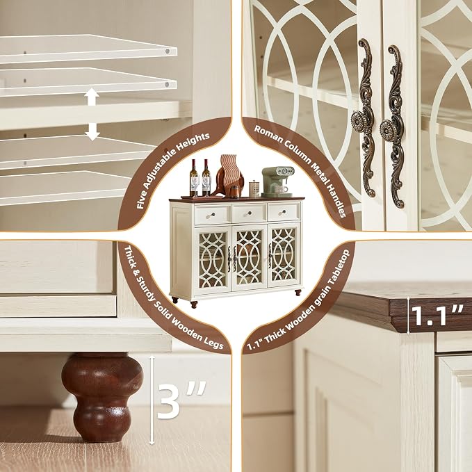 Joaxswe Farmhouse Sideboard Buffet Cabinet - Image 6