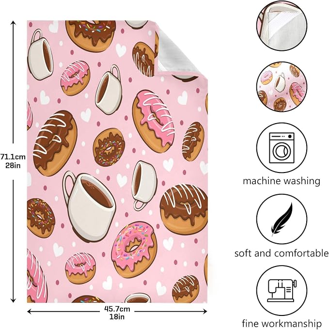 YETTASBIN Donut Coffee Kitchen Dish Towel 4 Pack, Soft Absorbent Dishcloths - Image 3