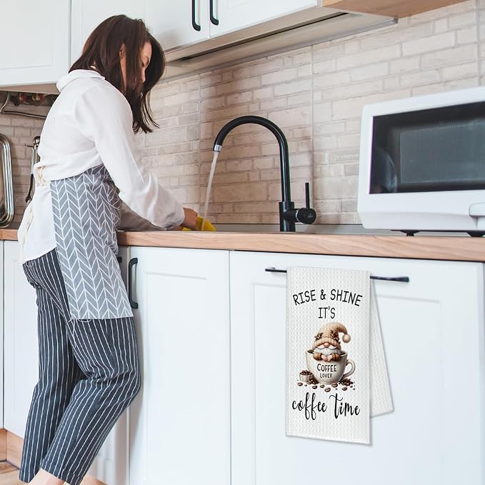 Coffee Gnome Kitchen Dish Towel, Hand Tea Bar Towel - Image 4