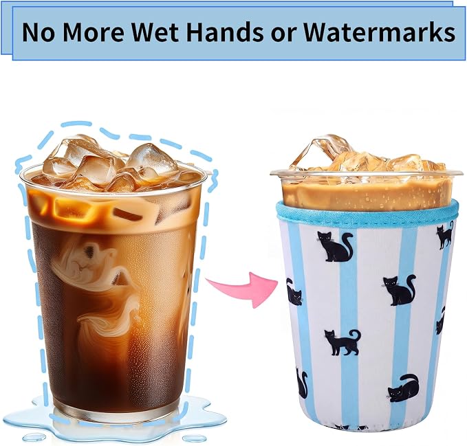 Dntorx Reusable 3-Pack Iced Coffee Cup Sleeve, Insulated Neoprene Drink Sleeve - Image 3