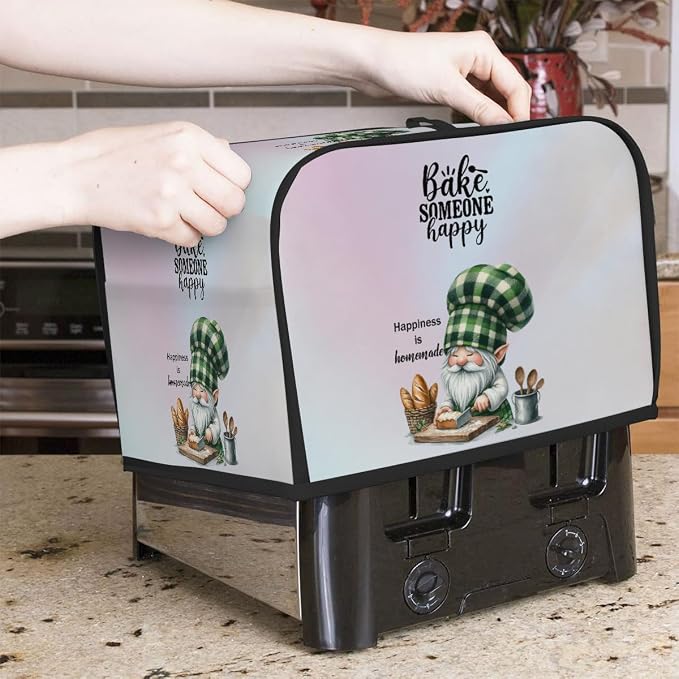 Chef Dwarf Green Hat Cake Toaster Cover 2 Slice Wide Slot Washable Appliance - Image 7