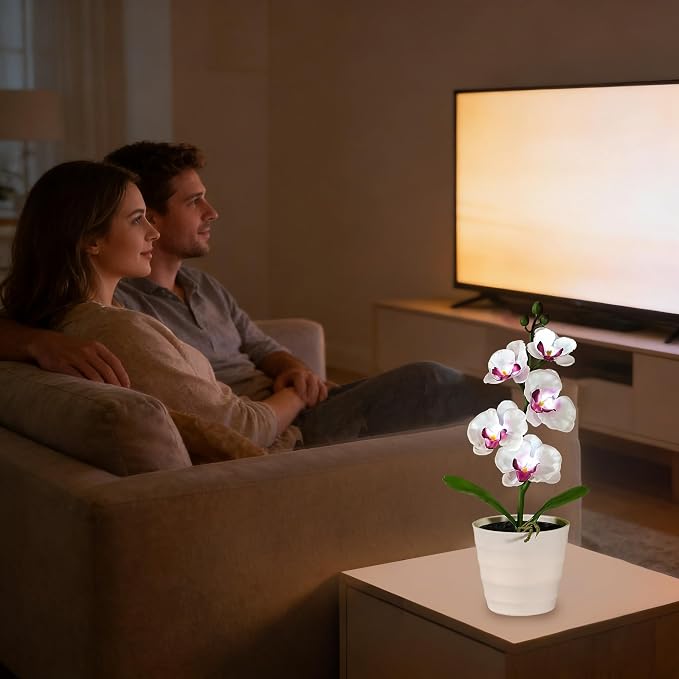 Artificial White Phalaenopsis Orchid Flower Lamp, Flower Night Light - Image 4