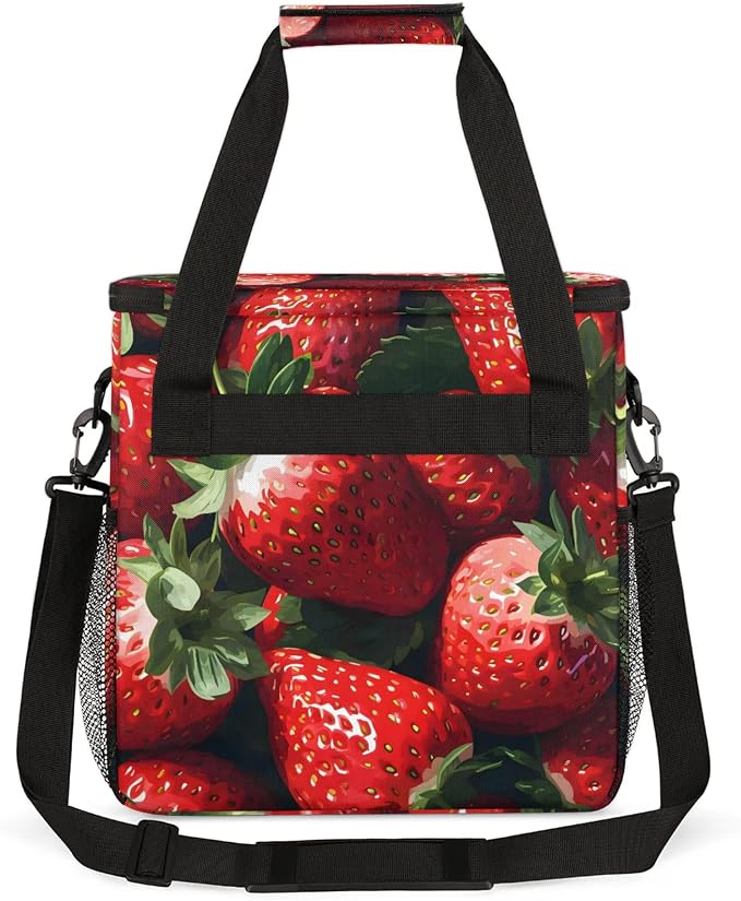 Fresh Strawberries Coffee Maker Carring Bag, Large Insulated Storage Organizer - Image 5