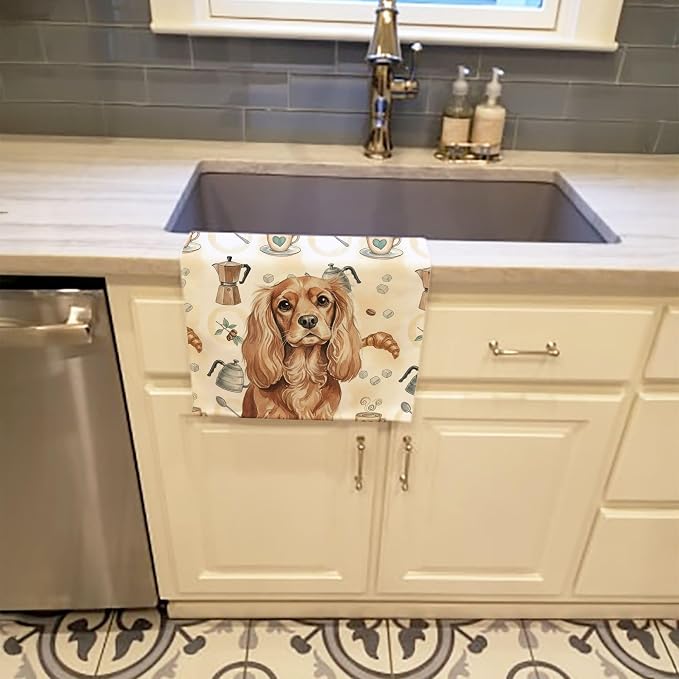 Caroline's Treasures Ruby Cavalier Spaniel Coffee Bar Kitchen Towel Velour - Image 2