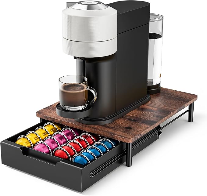 Coffee Pod Drawer Organizer for Nespresso Vertuo, Patented Flexible Slot Design by RIOCA