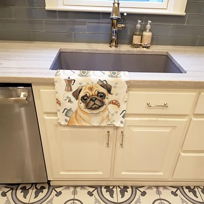 Caroline's Treasures Fawn Pug Coffee Bar Kitchen Towel Velour Plush Front and - Image 2