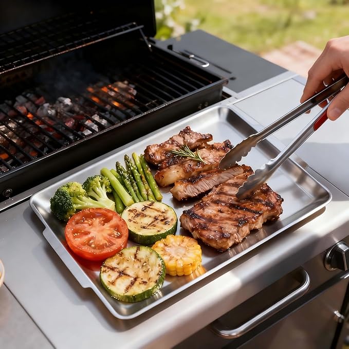 16.3" x 11" Large Serving Platters Set of 2, Stainless Steel Heavy-Duty Large - Image 5