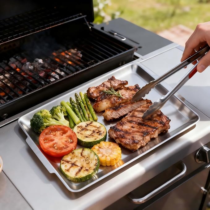 16.3" x 11" Large Serving Platters, Stainless Steel Heavy-Duty Large Serving - Image 5