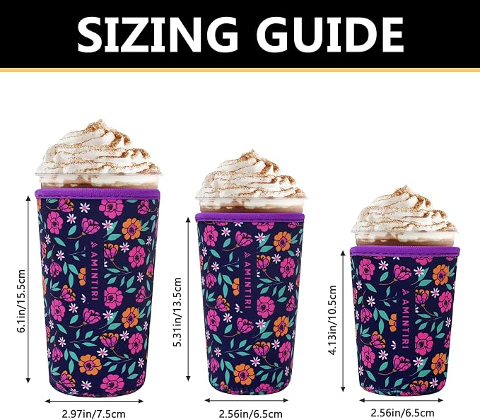 3 Pack Reusable Sleeve for Iced Coffee Cup, Coffee Neoprene Sleeve for Iced&Hot - Image 3