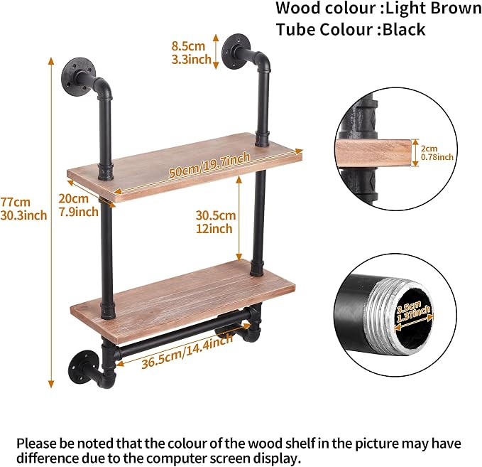 ROGMARS Industrial Pipe Shelf Floating Shelves Bathroom Pipe Shelving Farmhouse - Image 2