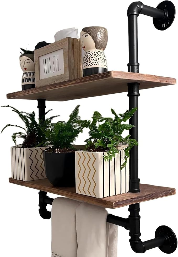 ROGMARS Industrial Pipe Shelving Bathroom Pipe Shelves by 100RealSolidWood