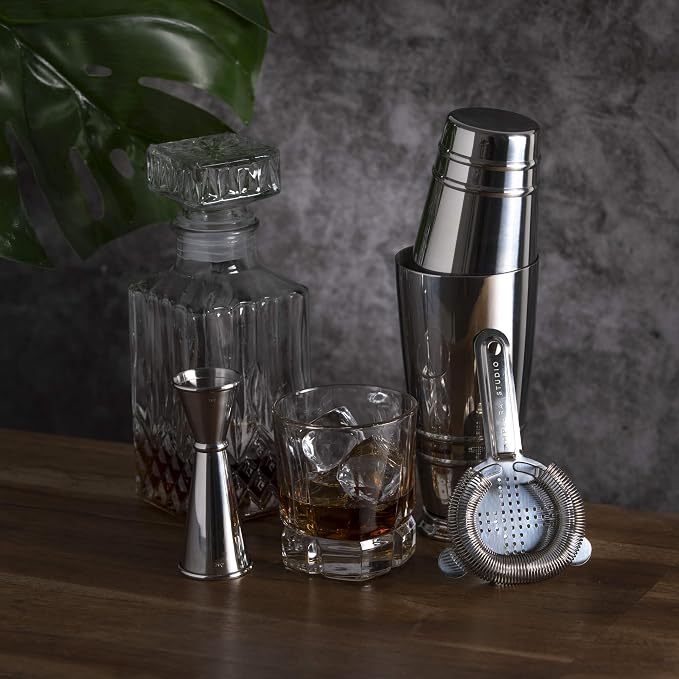 Premium 4-Piece Boston Cocktail Shaker Set w/Hawthorne Strainer & Japanese - Image 6