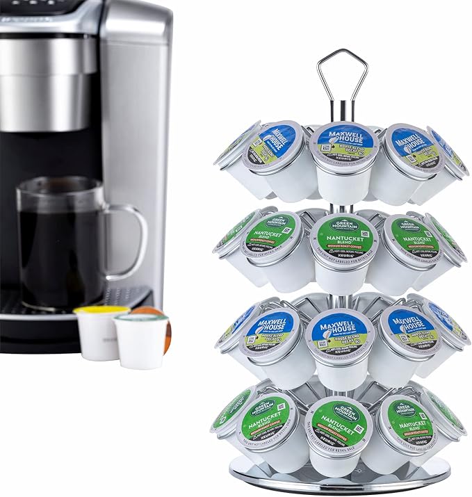 K cup Holder Storage Coffee Capsules Pod Holder Carousel 4 Tier Compatible by Ricerat