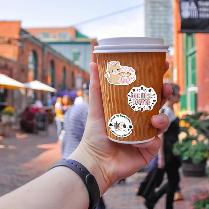 Funny Coffee Stickers Pack, Vinyl Waterproof Cute Decals - Image 7