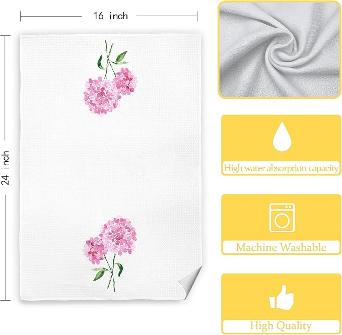 Pink Hydrangea Floral Hand Towels - Image 7