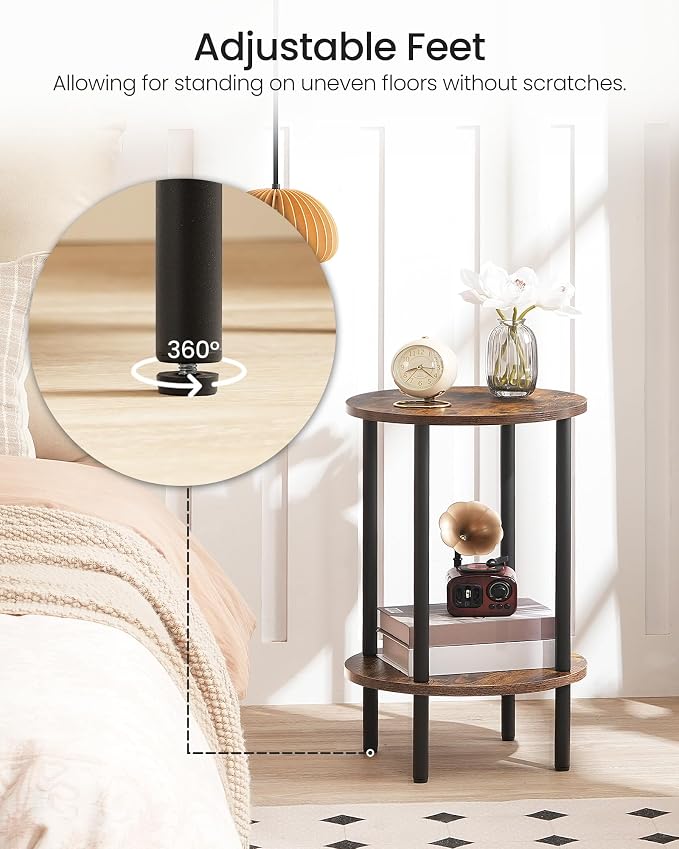 CHOEZON Side Table Set of 2, 2-Tier Round End Table, Small Nightstand - Image 4