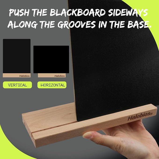 Halobios Chalkboard with Beech-Wood Base, 8 x 12 inch Tabletop Message Boards - Image 5